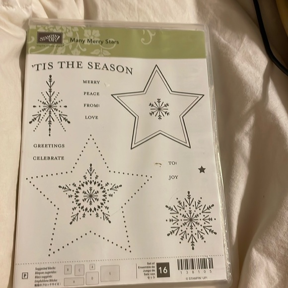 Stampin Up "MANY MERRY STARS" Stamp Set - Stamps Starburst / Snowflakes New - Picture 1 of 2